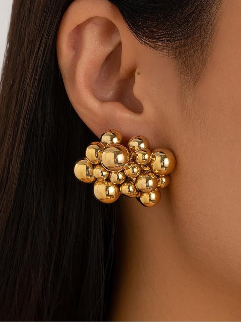 Anthropologie Polished Gold Cluster Ball Earrings